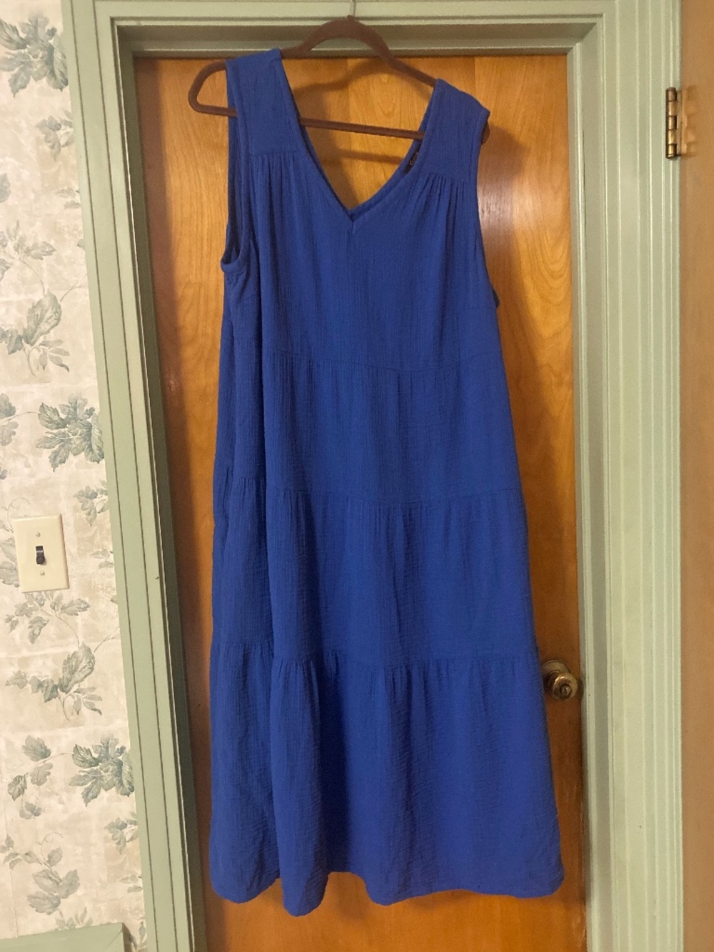 Quince 100% Organic Cotton Gauze Tiered Maxi Dress Orchid Blue Size 2X